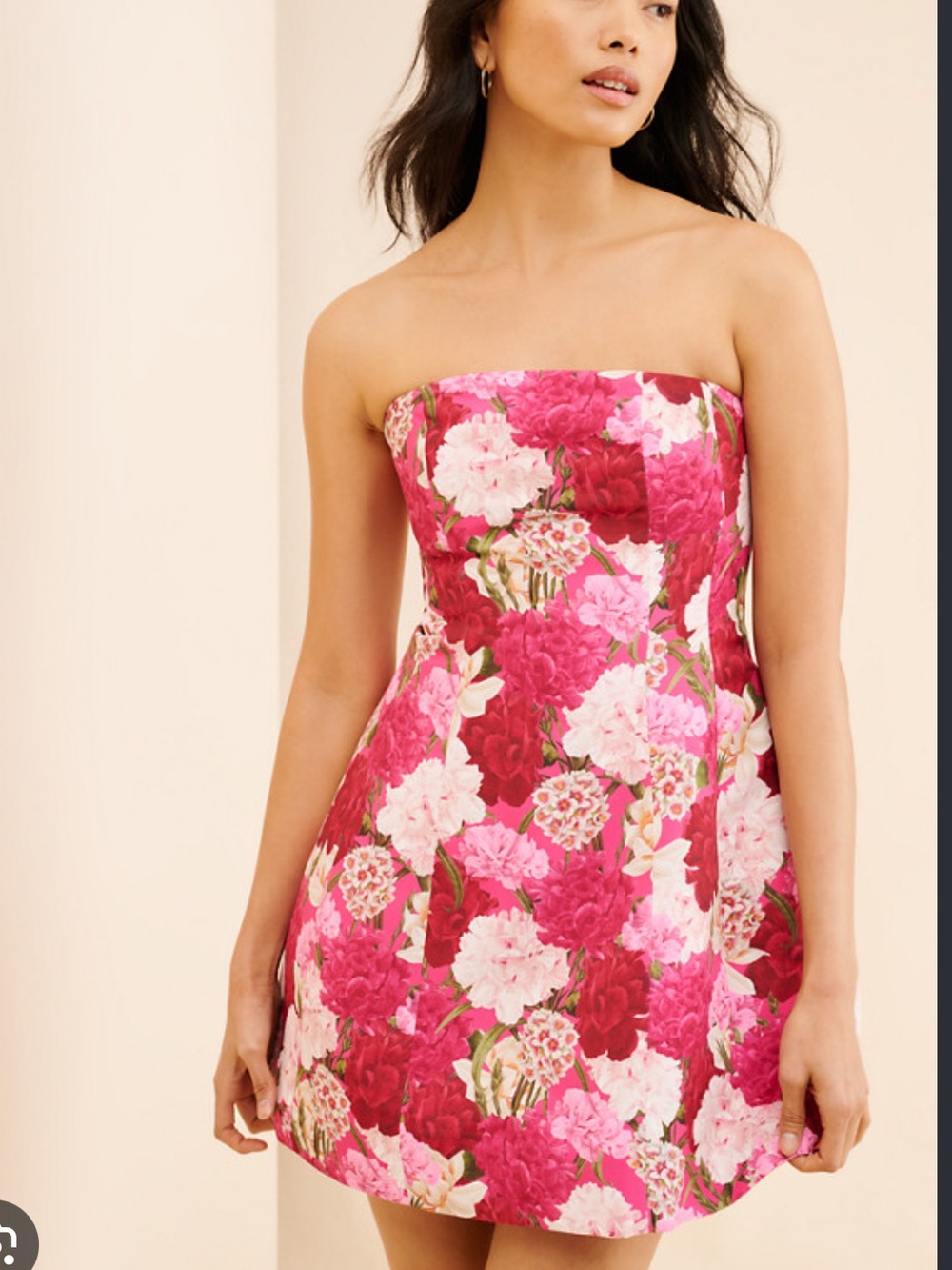 Sachin + Babi Strapless Hot Pink Floral Mini Dress